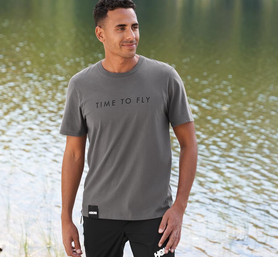 Tee Mens - Hoka One One Brand - Grey - VDPUBGJ-89